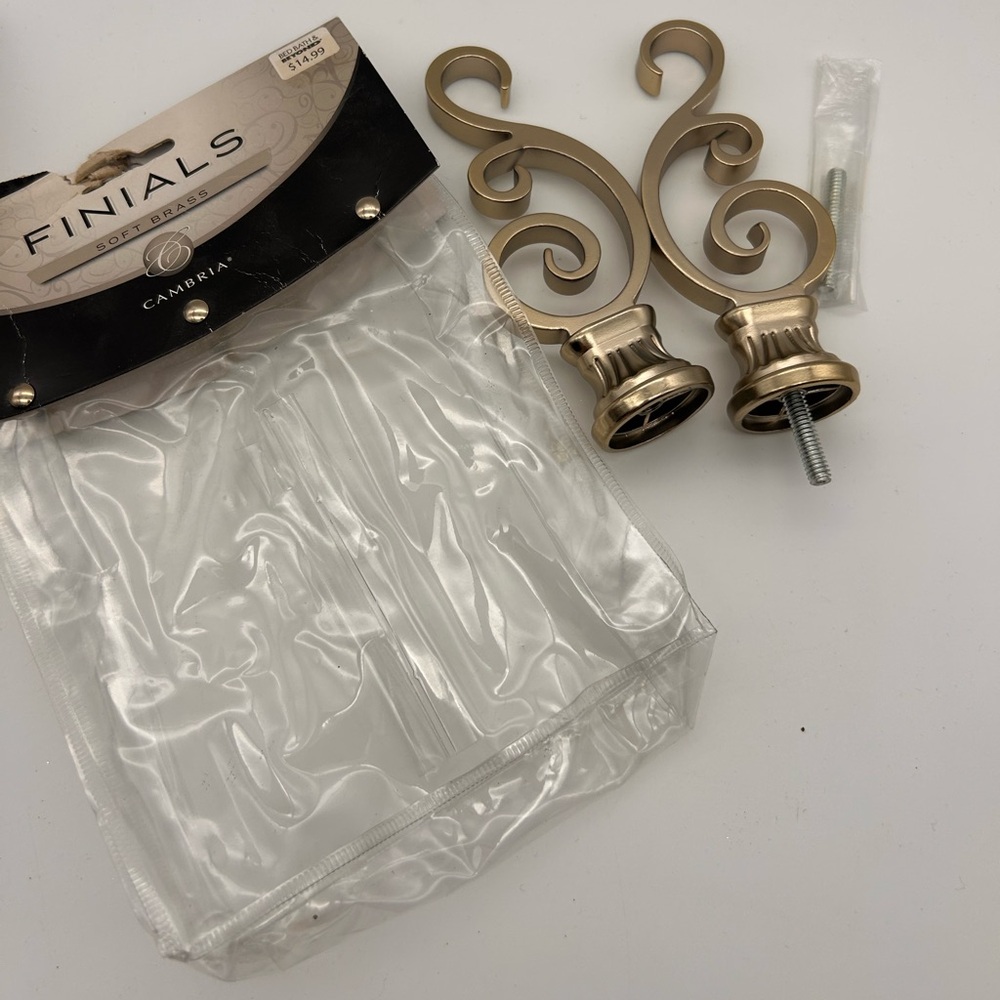 New Open Box Cambria  Finials Soft Brass Satin Garden Arch